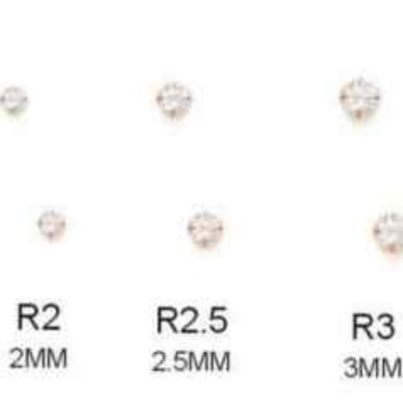 14K Solid Yellow Gold Light Prong Stud Earrings with White Stones Size 4mm - Picture 3 of 6